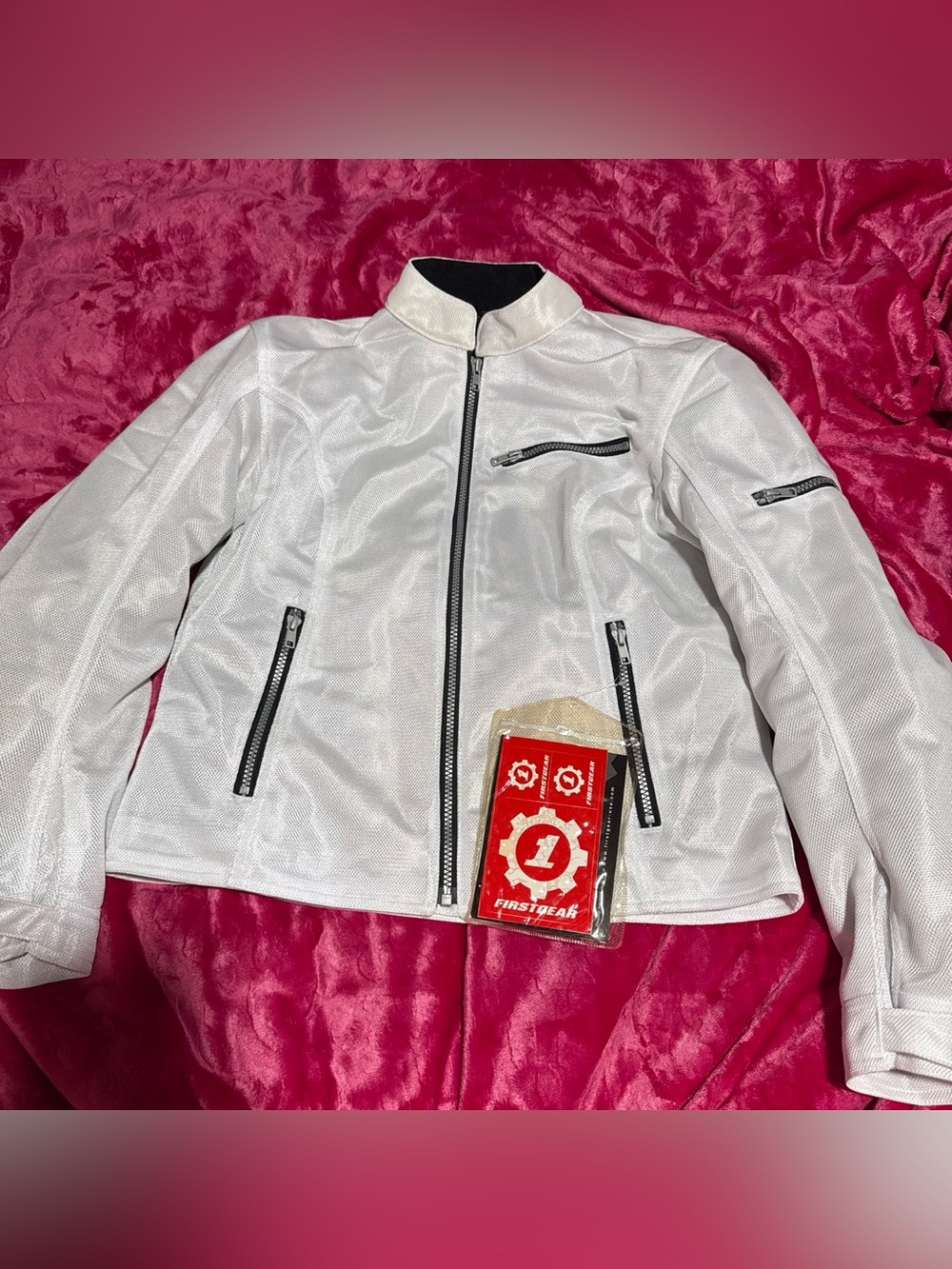 Women's White Faux Leather Biker Jacket with Zip Details *PADDING INSIDE*